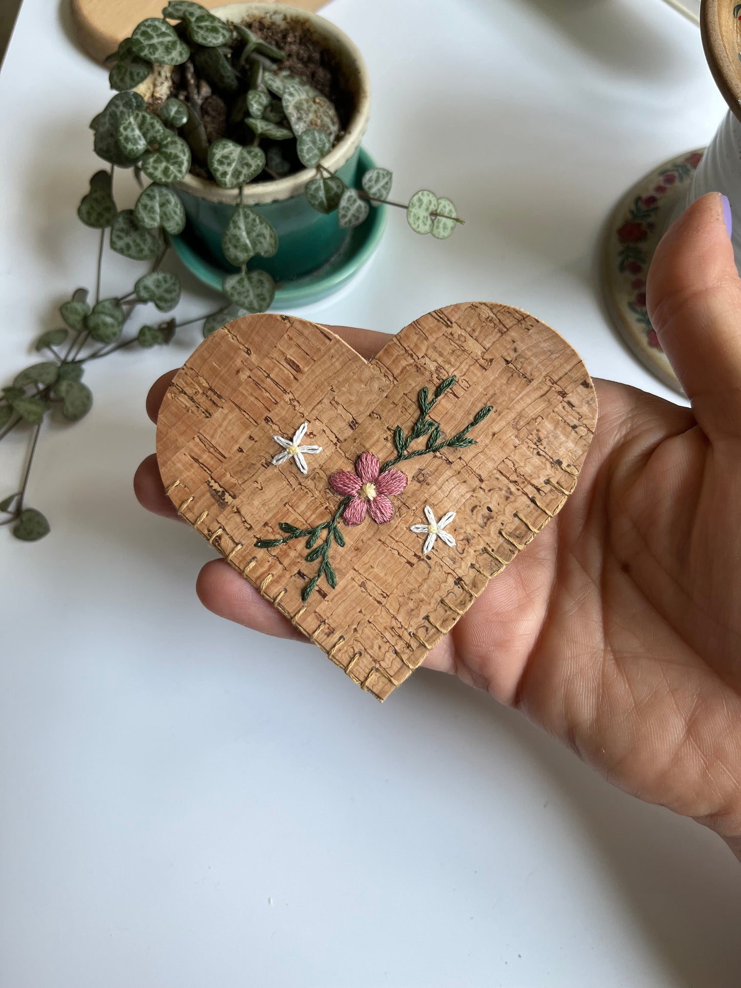 Heart Corner Bookmark Kit | DIY Embroidered Shirt | Cork Bookmark