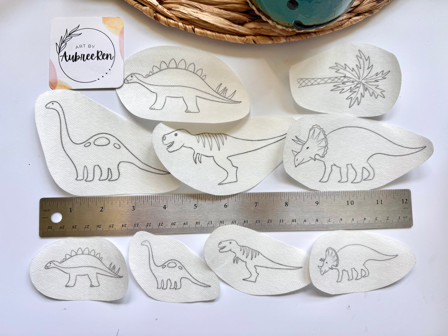 Stitch and Stick Pack | DINOSAURS | Produce Embroidery Patterns | Peel and Stick Pattern