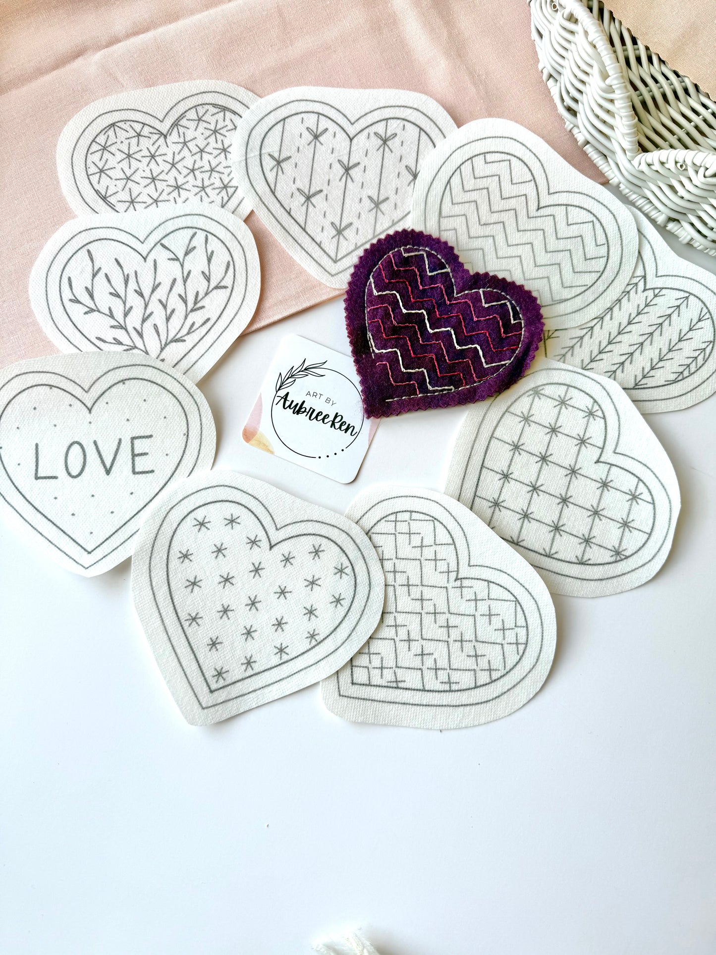 Stick and Stitch Embroidery | HEARTS | Heart Garland Designs | Valentine’s Pattern Peel and Stick | Embroidery Designs