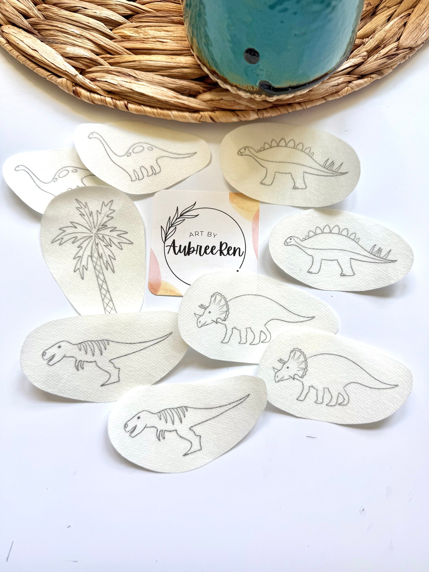 Stitch and Stick Pack | DINOSAURS | Produce Embroidery Patterns | Peel and Stick Pattern