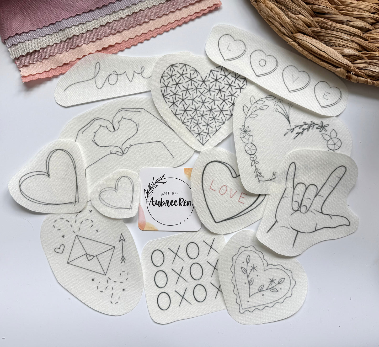 Stick and Stitch Embroidery | LOVE | Stick & Stitch Patterns | Valentine’s Pattern Peel and Stick | Embroidery Designs