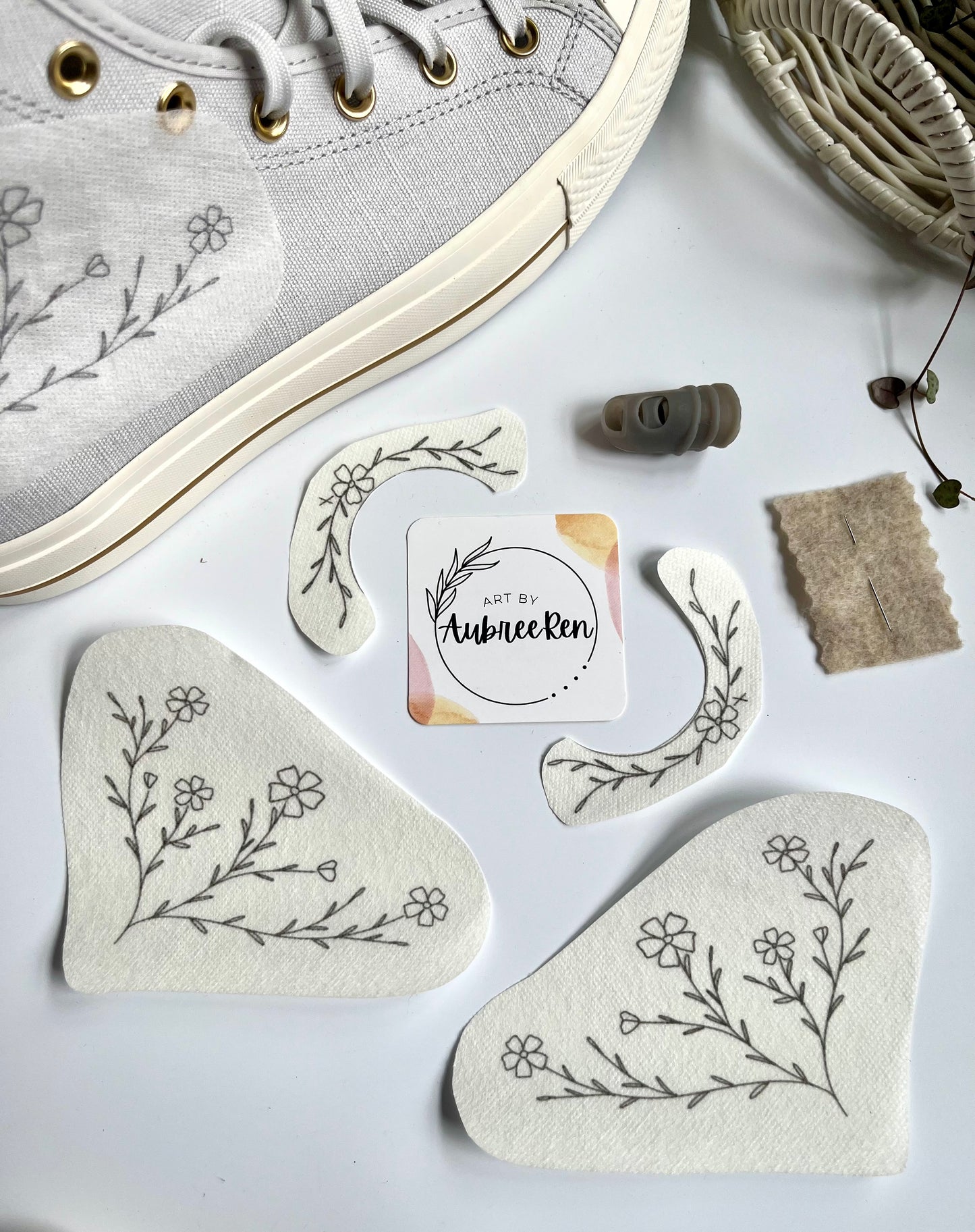 Stitch and Stick Pack | SHOES | High Top DIY Shoes Embroidery Patterns | Peel and Stick Pattern