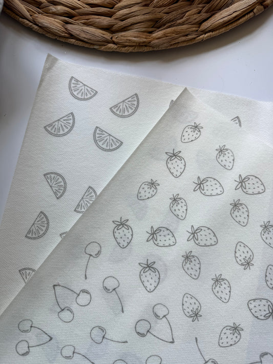 PDF Only - Mini Fruits Stick & Stitch Designs | Water Soluble Designs