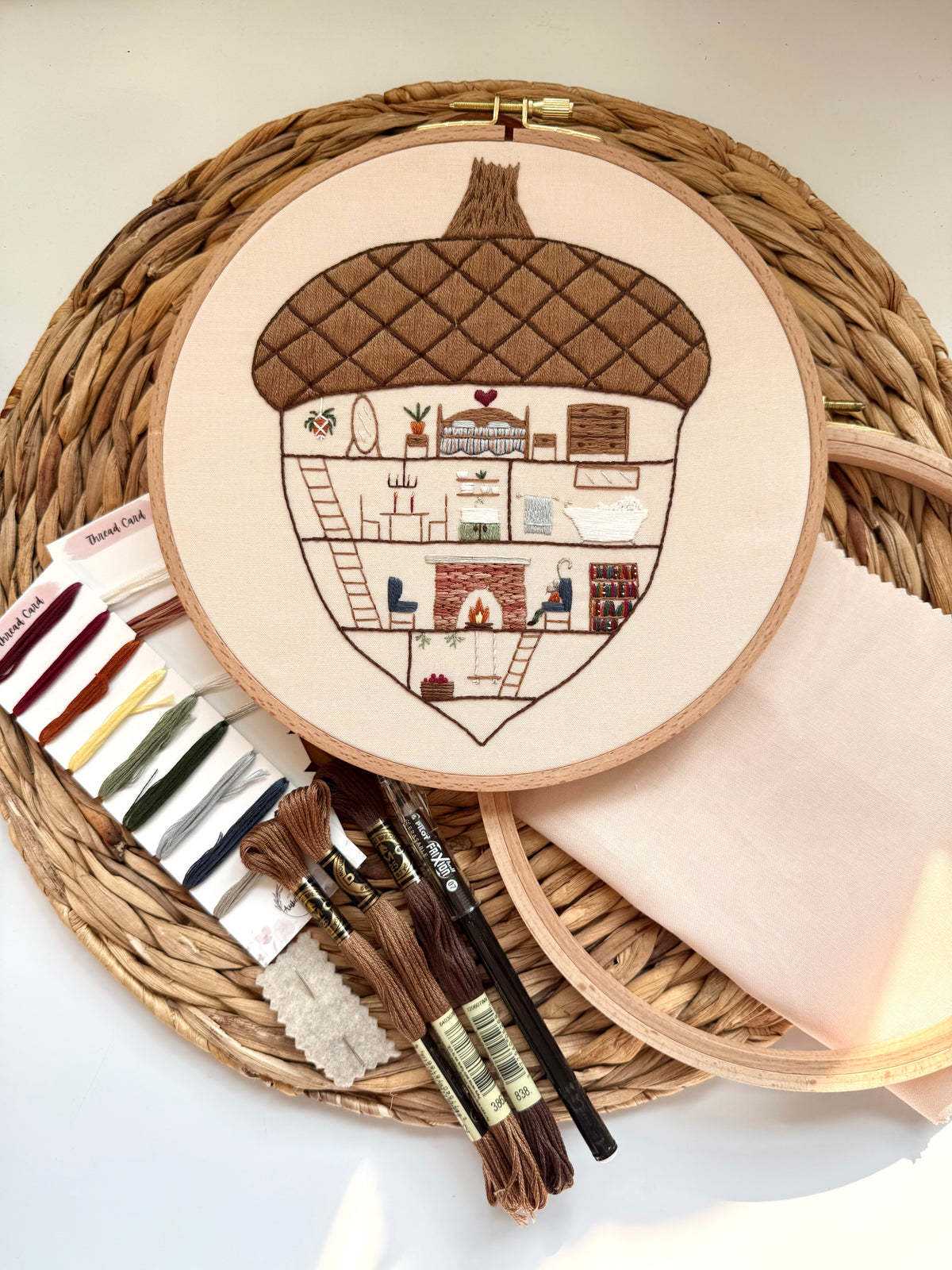 Acorn Home Embroidery Kit | Autumn Embroidery