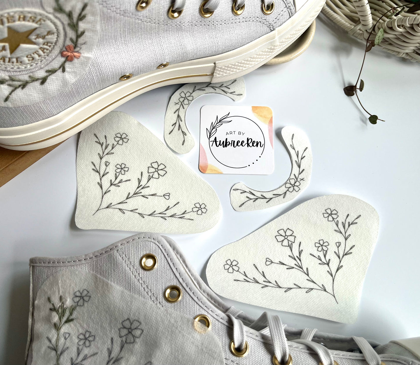 Stitch and Stick Pack | SHOES | High Top DIY Shoes Embroidery Patterns | Peel and Stick Pattern