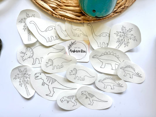 Stitch and Stick Pack | DINOSAURS | Produce Embroidery Patterns | Peel and Stick Pattern