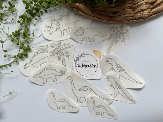 Stitch and Stick Pack | DINOSAURS | Produce Embroidery Patterns | Peel and Stick Pattern