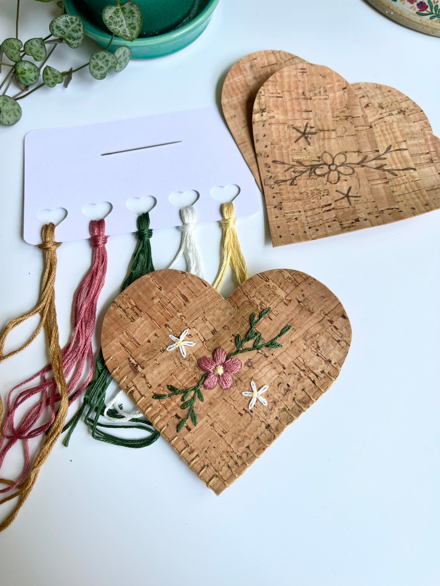 Heart Corner Bookmark Kit | DIY Embroidered Shirt | Cork Bookmark