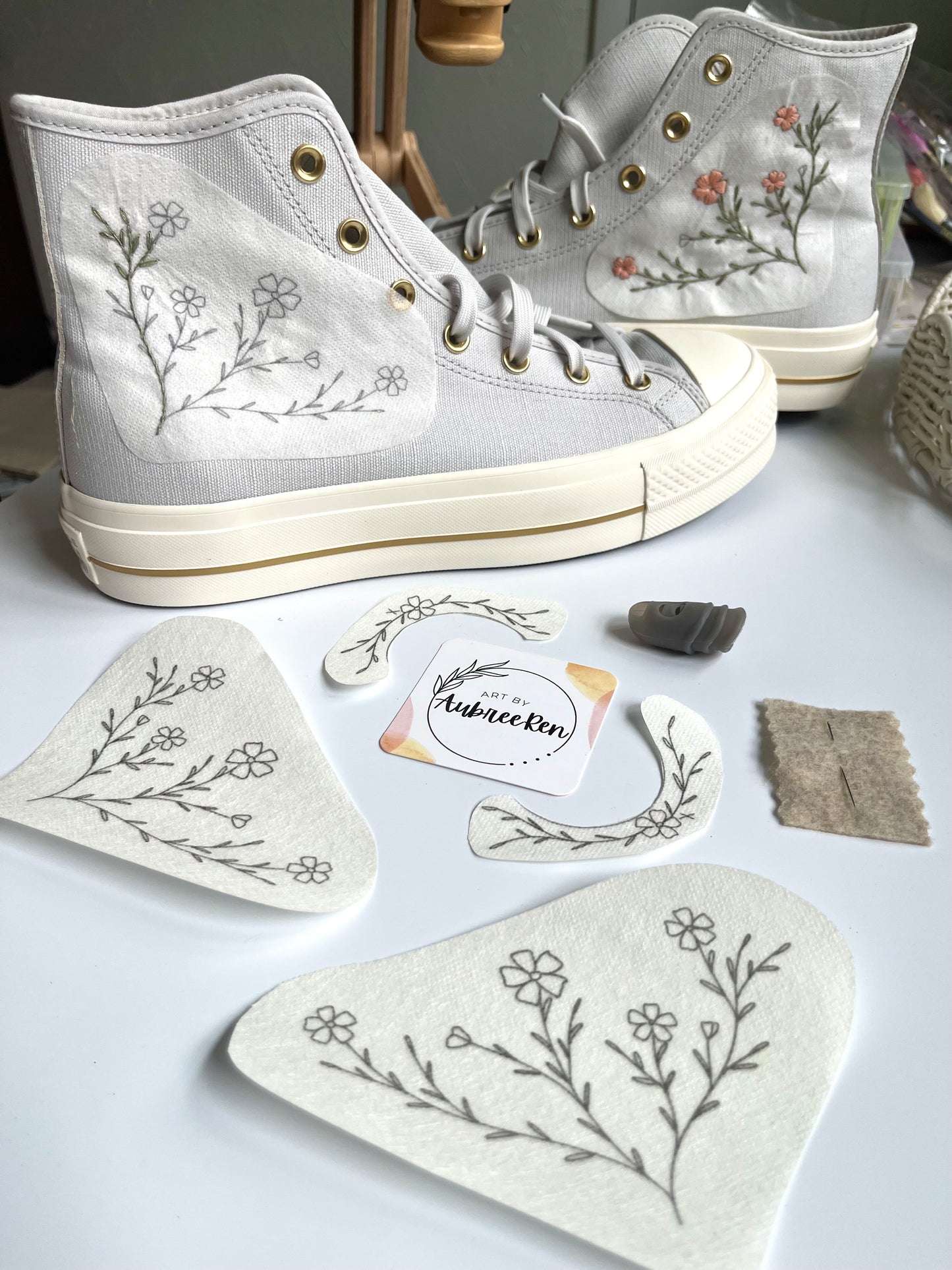 Stitch and Stick Pack | SHOES | High Top DIY Shoes Embroidery Patterns | Peel and Stick Pattern