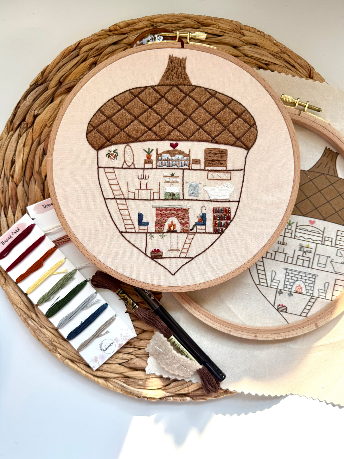 Acorn Home Embroidery Kit | Autumn Embroidery
