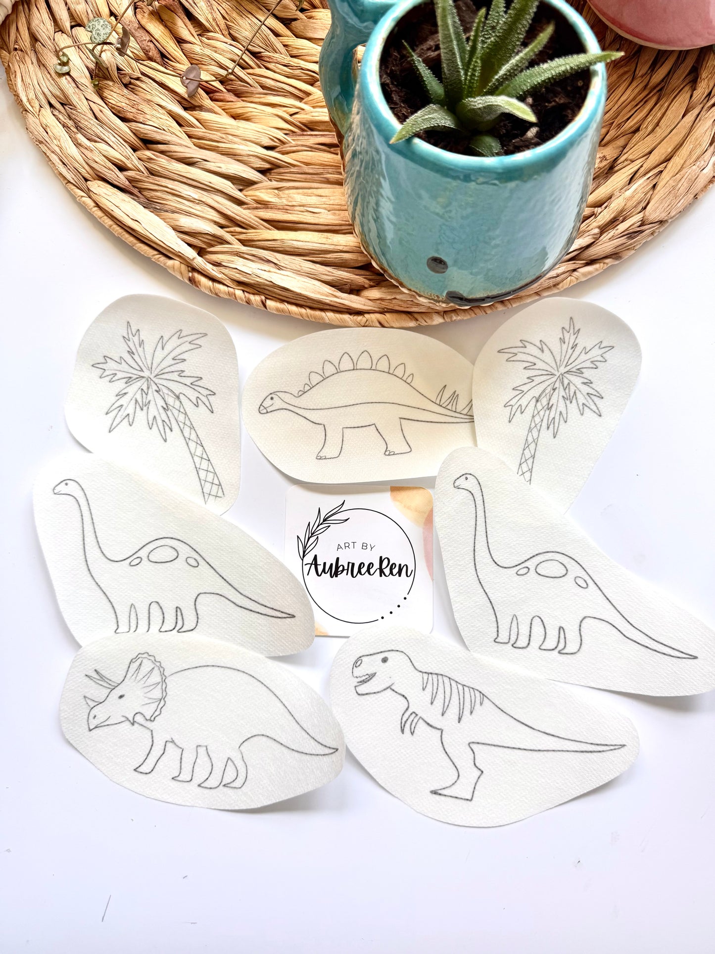 Stitch and Stick Pack | DINOSAURS | Produce Embroidery Patterns | Peel and Stick Pattern