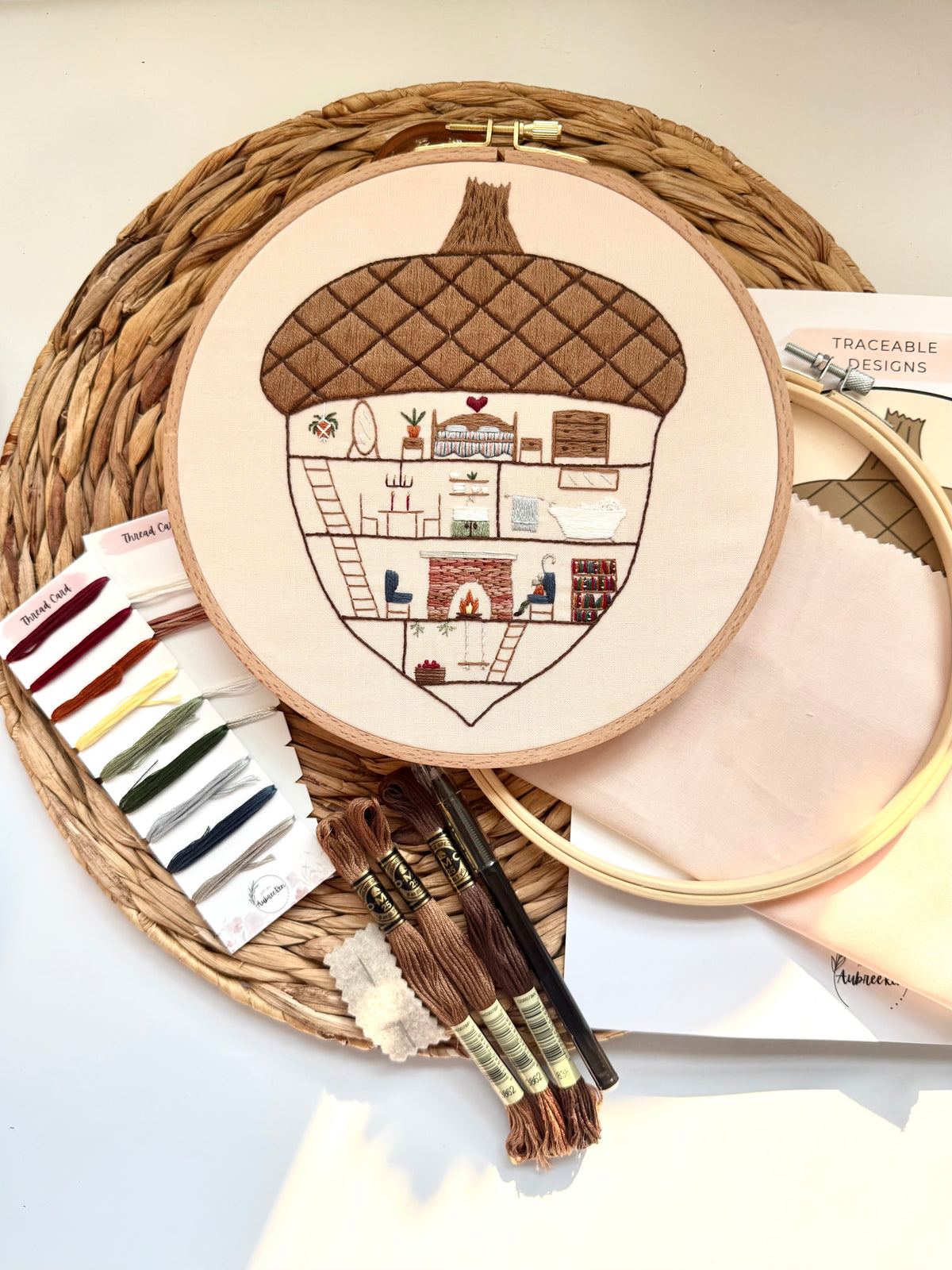 Acorn Home Embroidery Kit | Autumn Embroidery