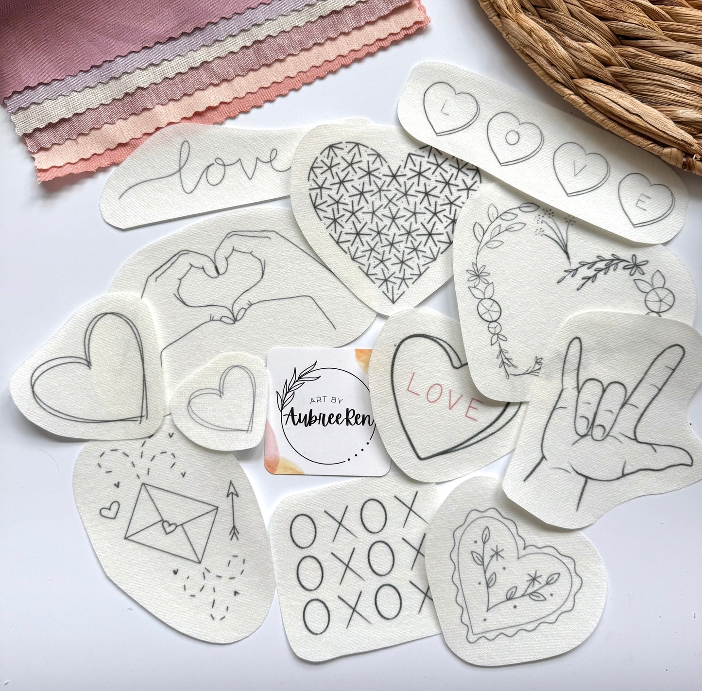 Stick and Stitch Embroidery | LOVE | Stick & Stitch Patterns | Valentine’s Pattern Peel and Stick | Embroidery Designs