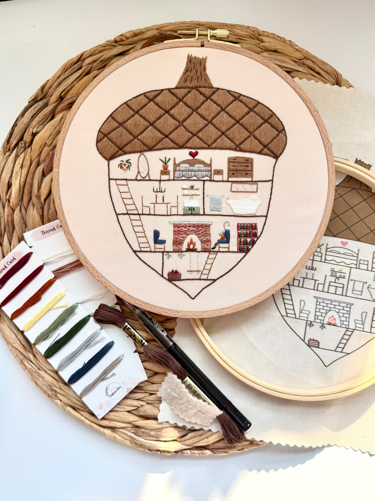 Acorn Home Embroidery Kit | Autumn Embroidery