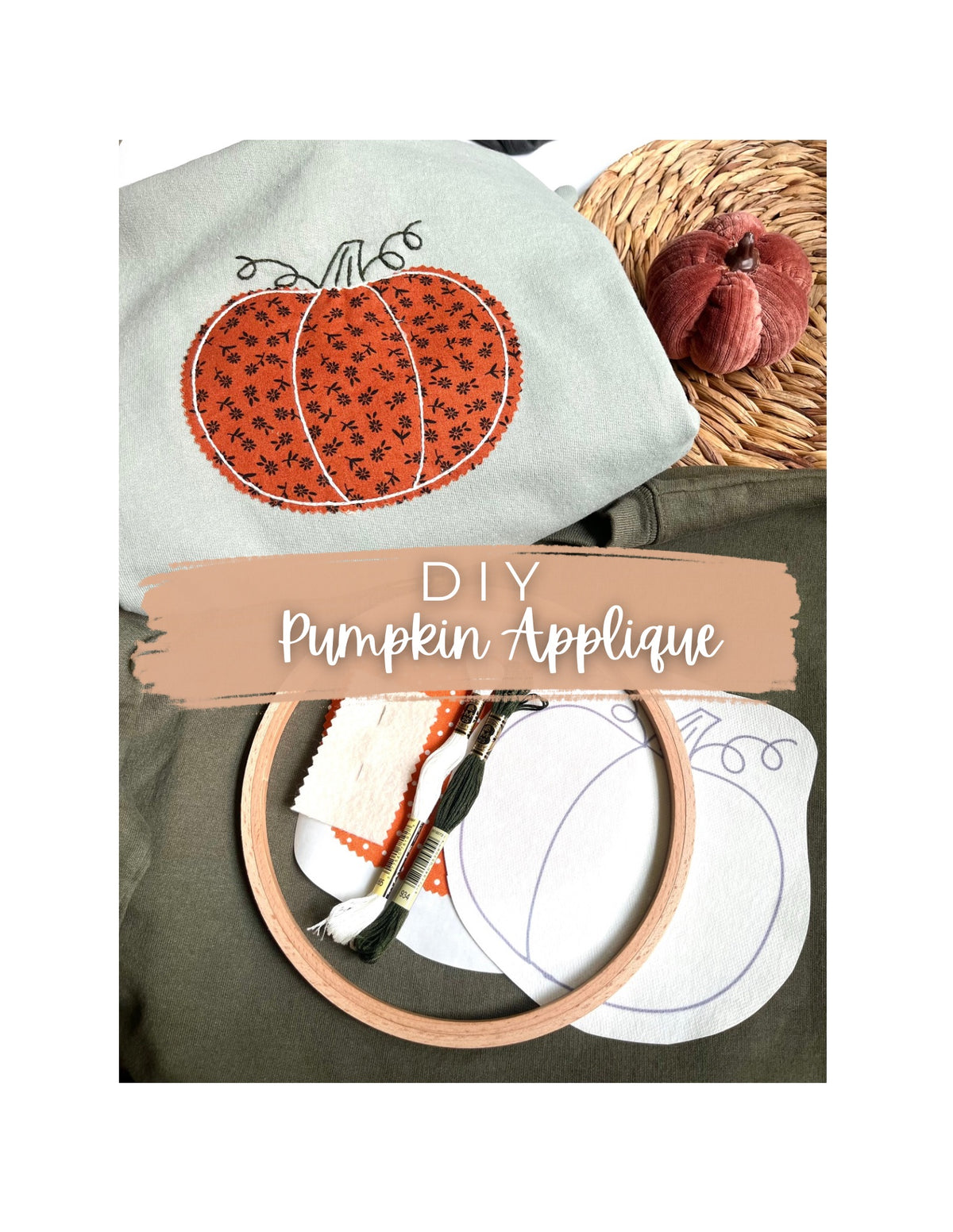 Pumpkin Appliqué Supply Kit | DIY Embroidered Shirt