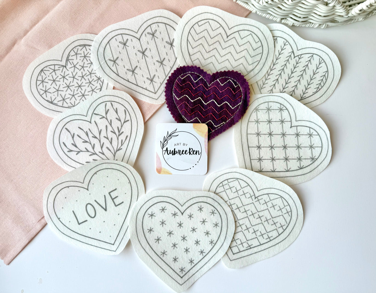 Stick and Stitch Embroidery | HEARTS | Heart Garland Designs | Valentine’s Pattern Peel and Stick | Embroidery Designs