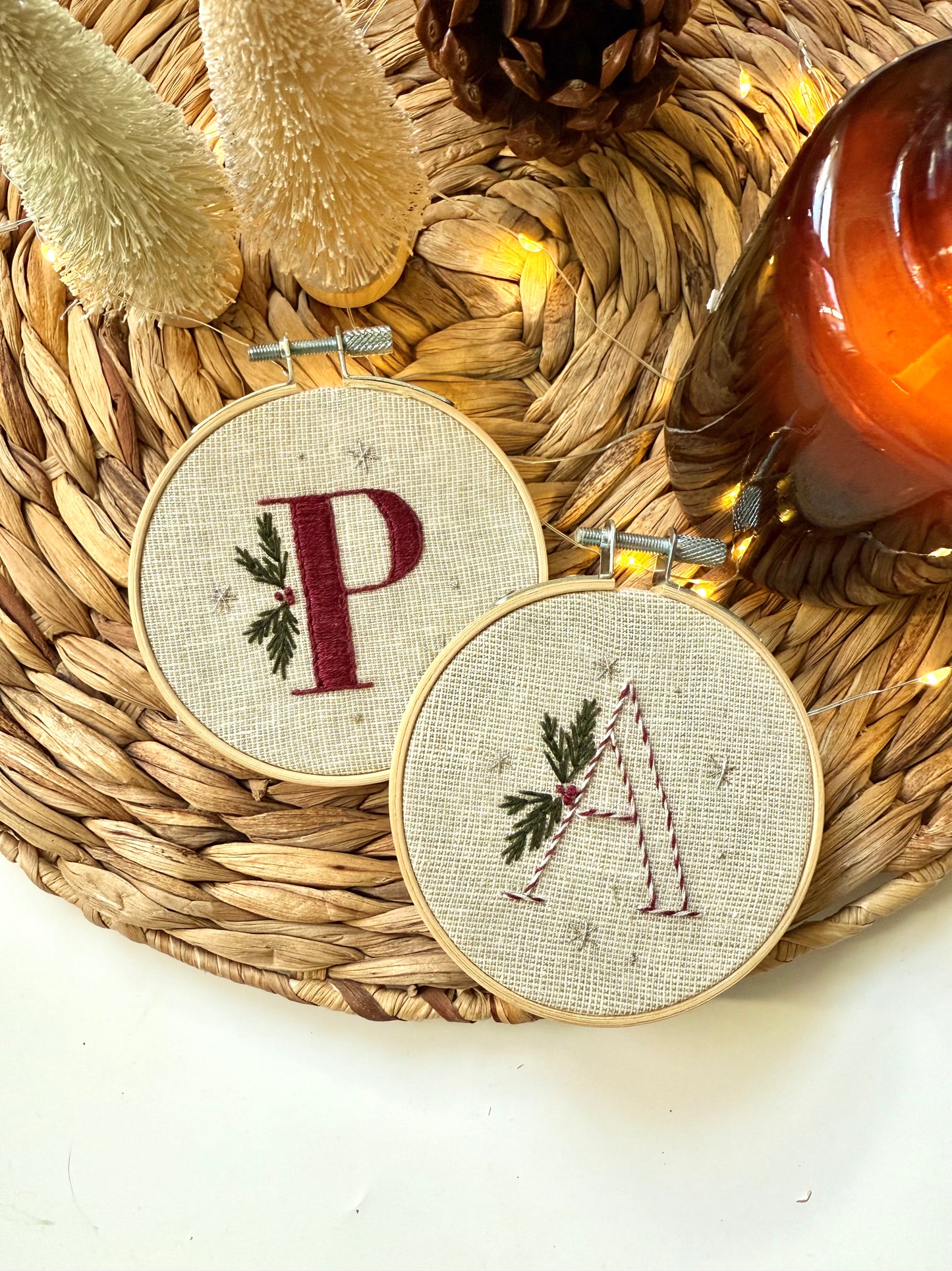 Monogram Ornament Embroidery Kit | DIY Embroidered Ornaments