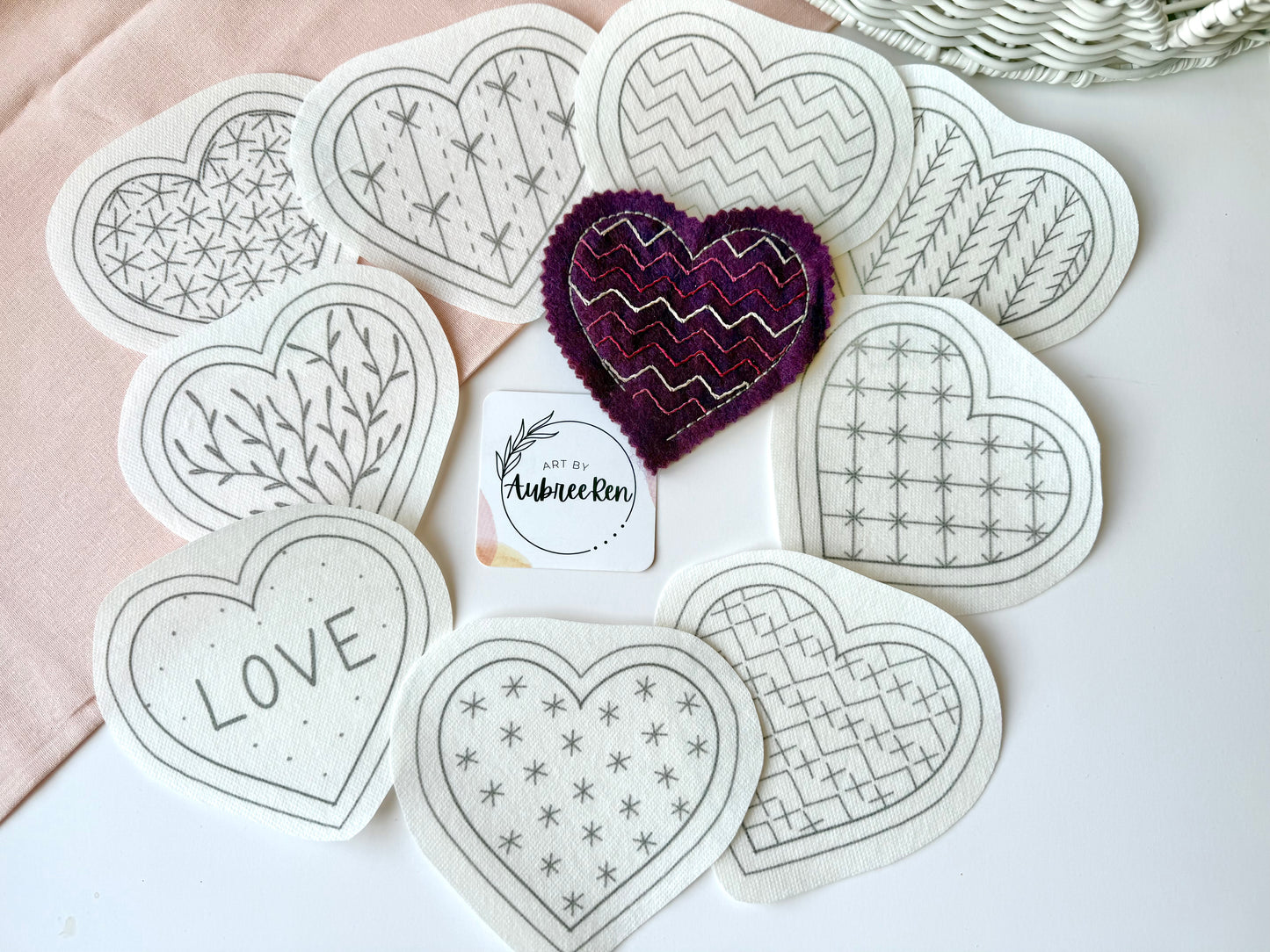 Stick and Stitch Embroidery | HEARTS | Heart Garland Designs | Valentine’s Pattern Peel and Stick | Embroidery Designs