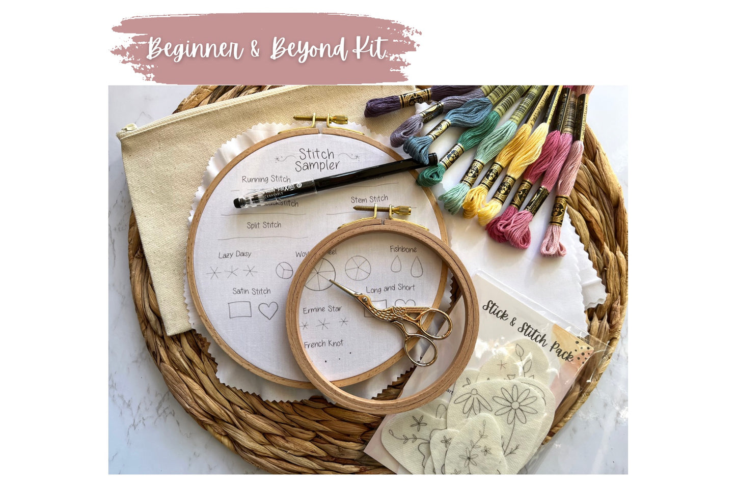 Beginner Embroidery Kits | Basic Beginner + Beginner & Beyond