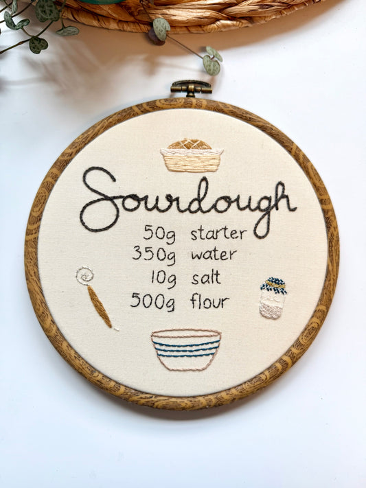 PDF Sourdough Recipe Embroidery Pattern | Editable | Intermediate Embroidery