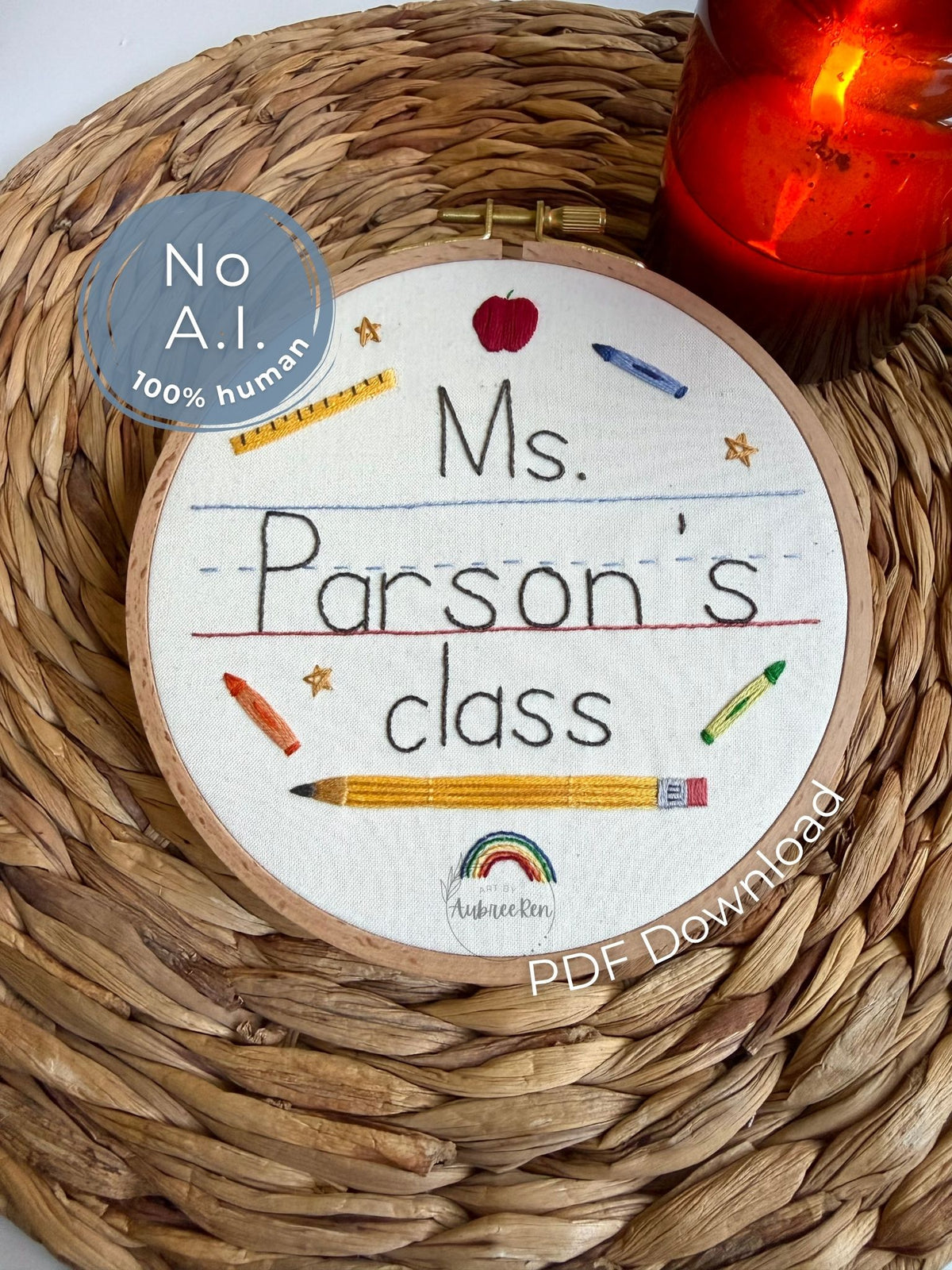 PDF Personalized School Pattern | Teacher Classroom Embroidery