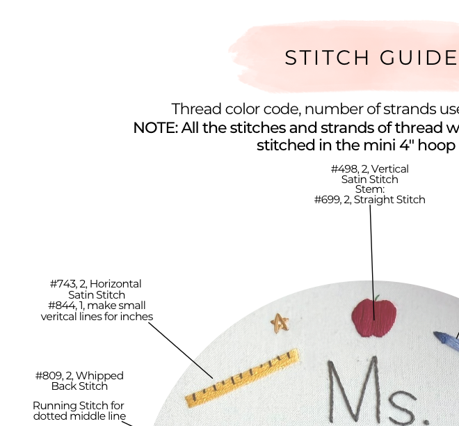 PDF Personalized School Pattern | Teacher Classroom Embroidery