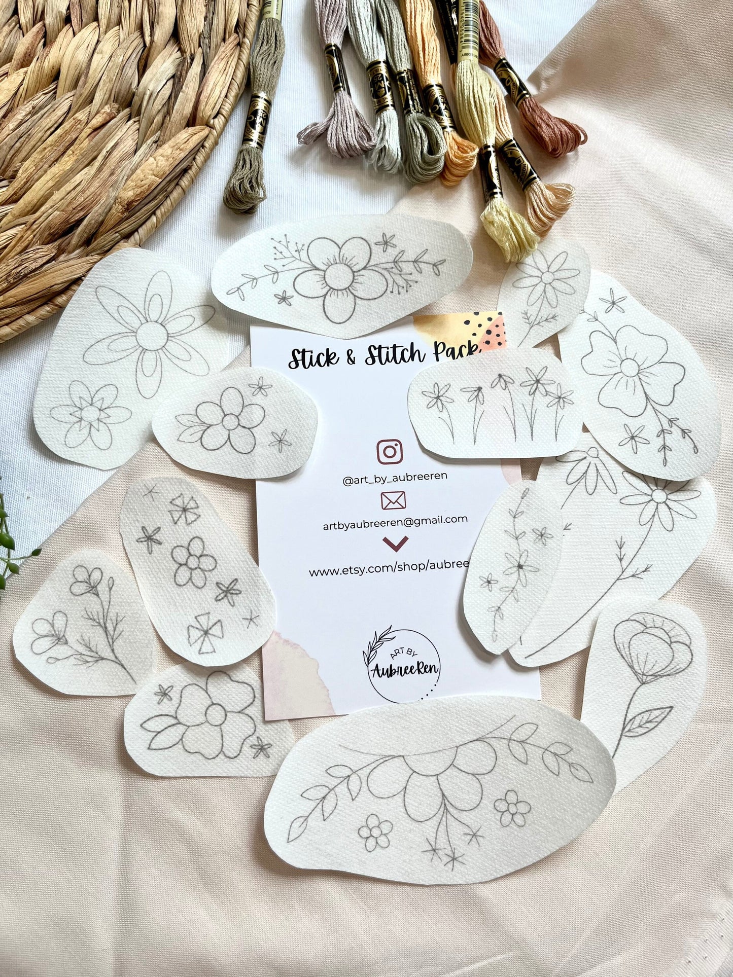 Stick and Stitch | FLORALS | Embroidery Designs | Peel and Stick Patterns