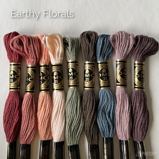 Earthy Florals Thread Pack | DMC Thread Pack | Embroidery Floss