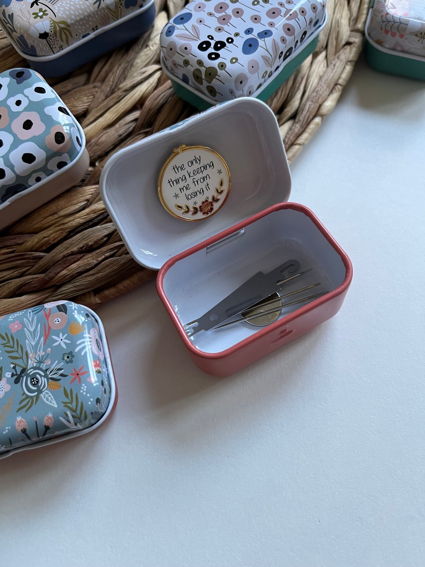 Embroidery Needle Tin | Sewing Notions Box | Needle Storage